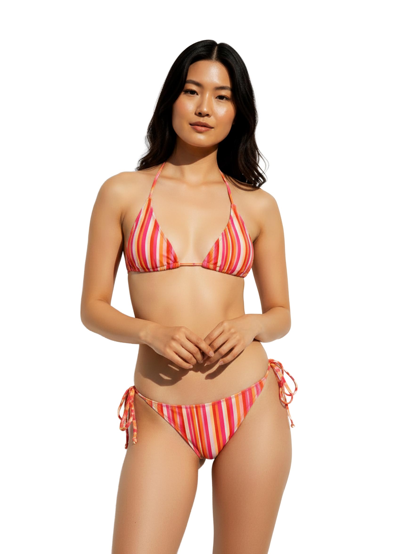 lost ape Candy Striped Triangle Halter String Bikini Top-picture-47
