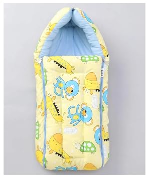CUSTOMARY Cotton Baby 2 In 1 Sleeping Bag/Carry Bag/Bedding Set/Gift Set (0 To 3 Month Yellow) Lightweight