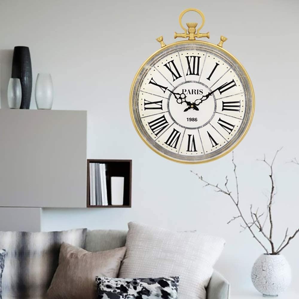 Horloge murale de style rétro créatif pour salon, salle à manger, chambre à coucher, décoration simple, quartz