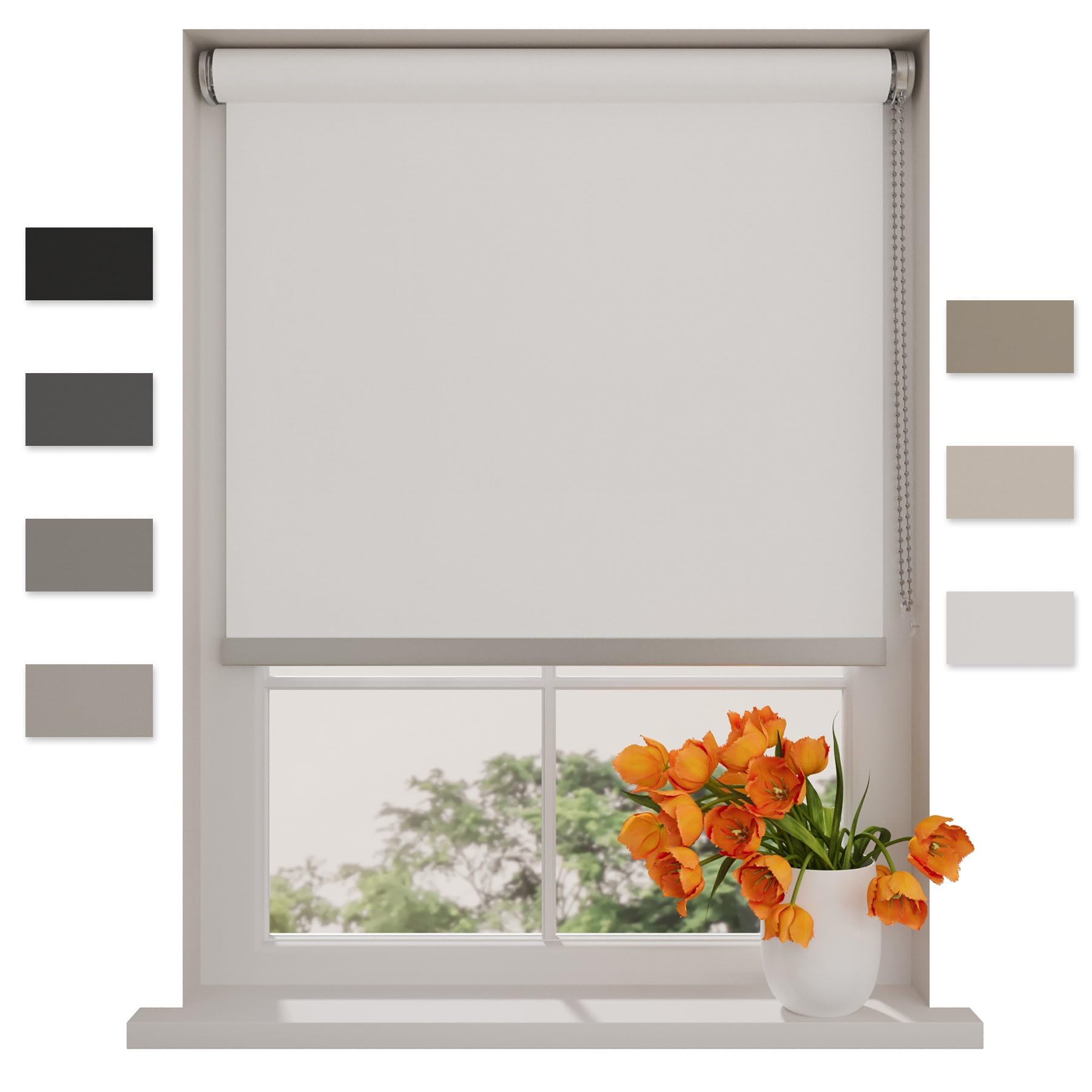 DTCH® Tenda a rullo oscurate senza fori 150 x 190 cm (LxA) Bianco, Misure da 40 a 240 cm di larghezza, tende a rullo per finestre senza forare, Tenda oscurante