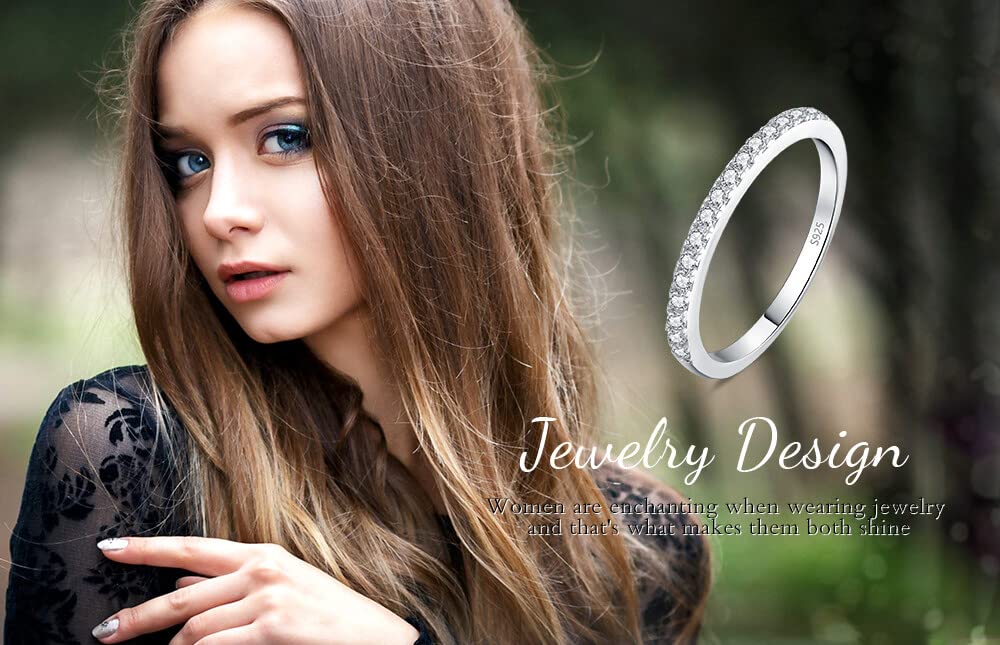 JewelryPalace Klasyczny pierścionek z cyrkoniami pierścionek wieczności obrączki damskie srebro 925, obrączka biżuteria damska z kamieniem