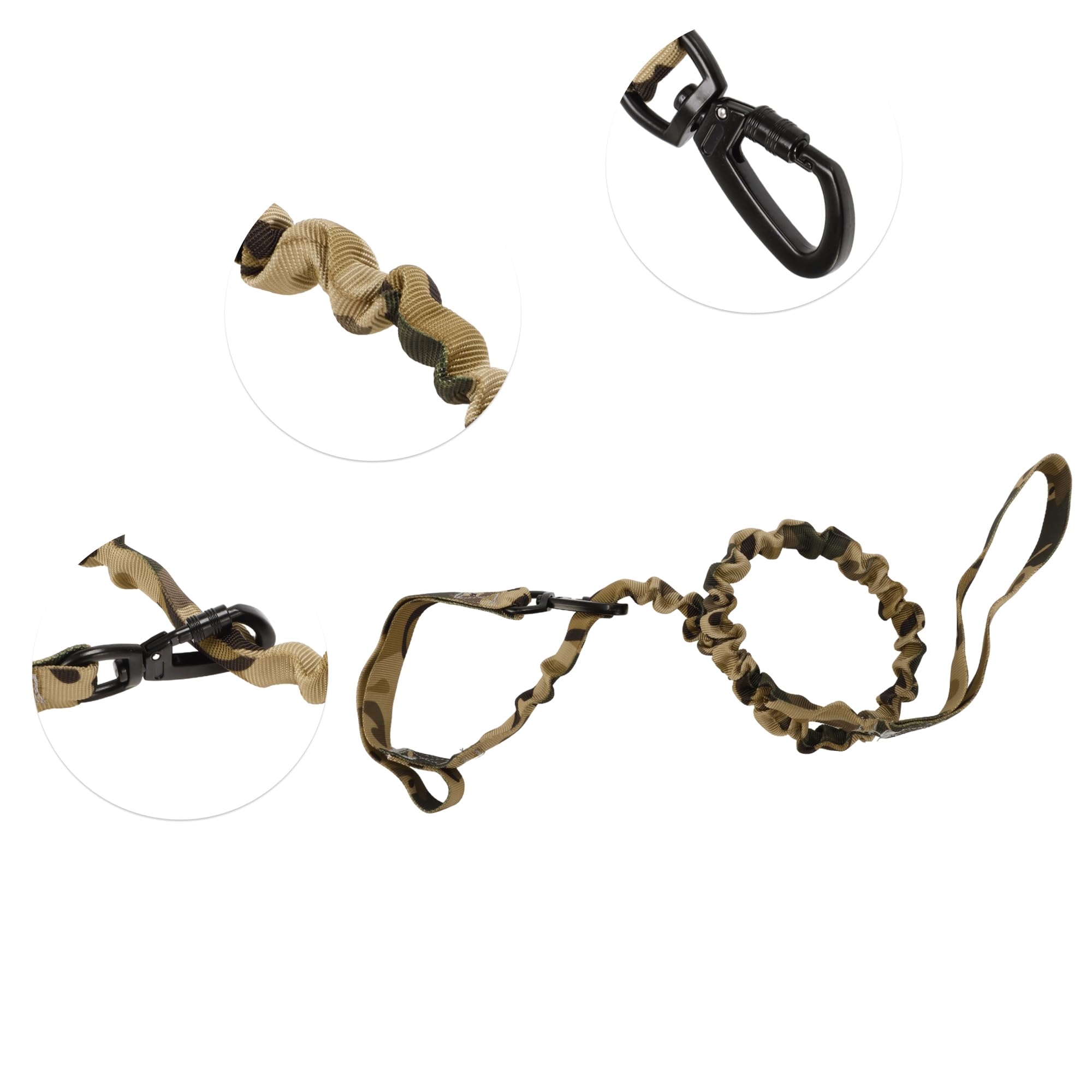 CAPASTEC Guinzaglio a Doppia Maniglia per Cani, Corda Elastico Nylon, Color Caffè Camouflage, Lunghezza 110-160cm