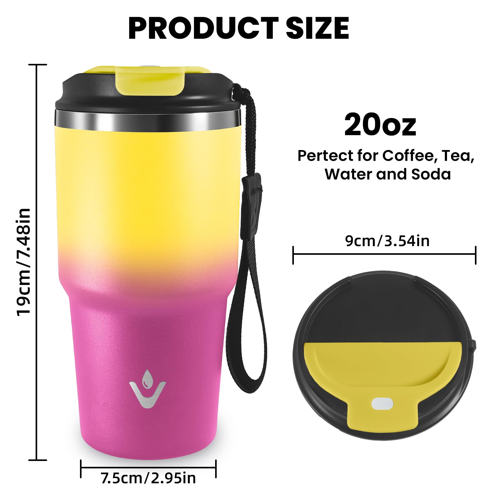Mug Isotherme Grsta 20 Oz - Acier Inoxydable, Double Paroi, Anti-fuite - Pour Café Chaud Ou Boissons Fraîches