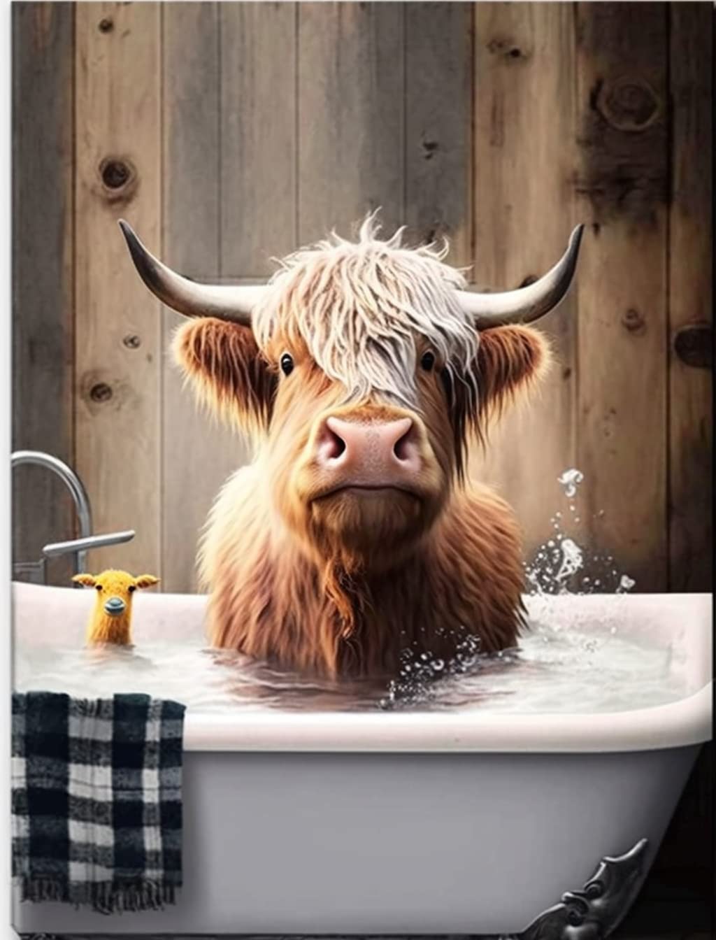 Snuqevc Diamond Painting Kits Vintage Yak Bathtub, 5d Full Round Diamond Dot Cross Stitch Kit for Adults and Children, for Room Decor | Bathroom Decor | Ideal Gift 12x16inch