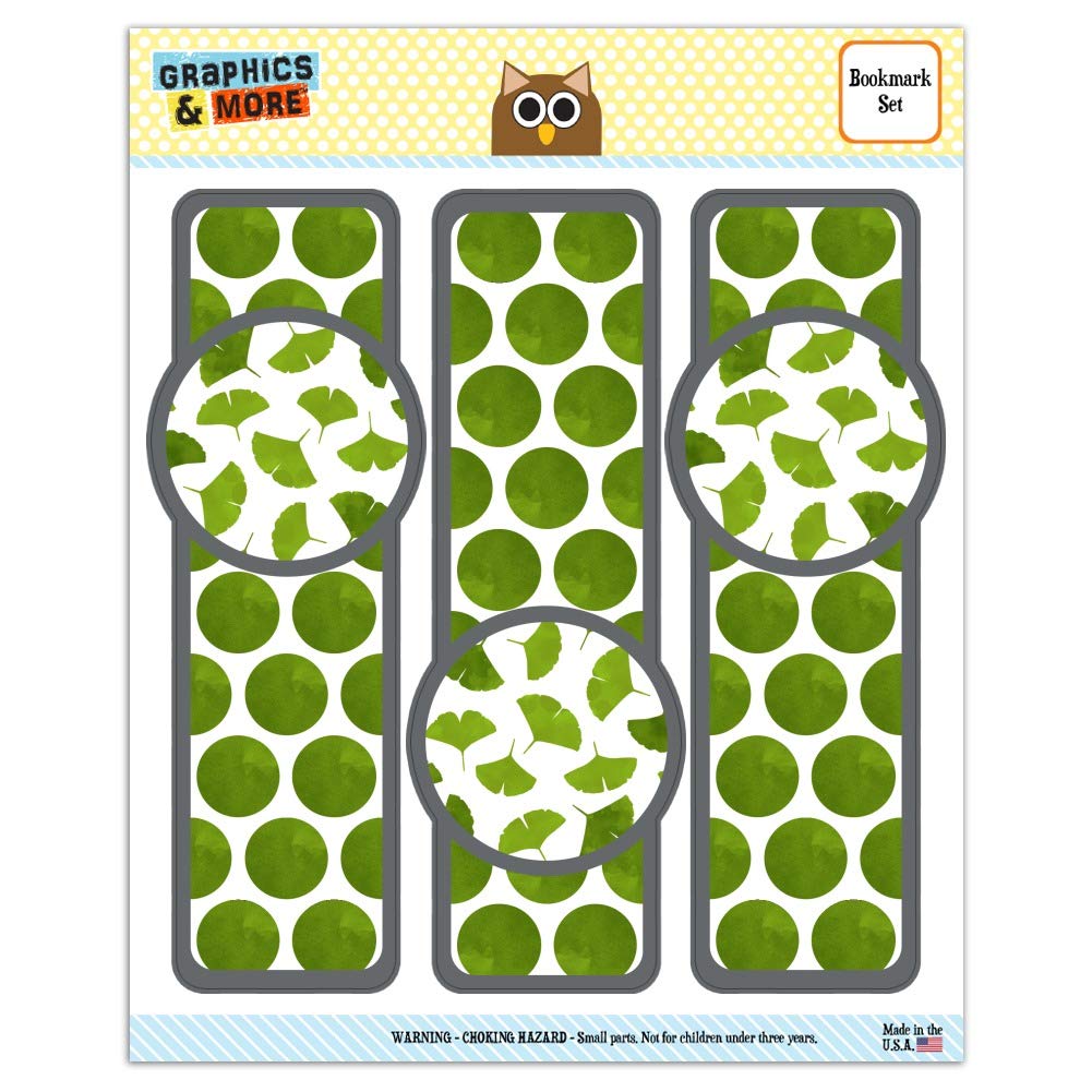 Ginko Biloba Leaves Pattern Set of 3 Glossy Laminated Bookmarks