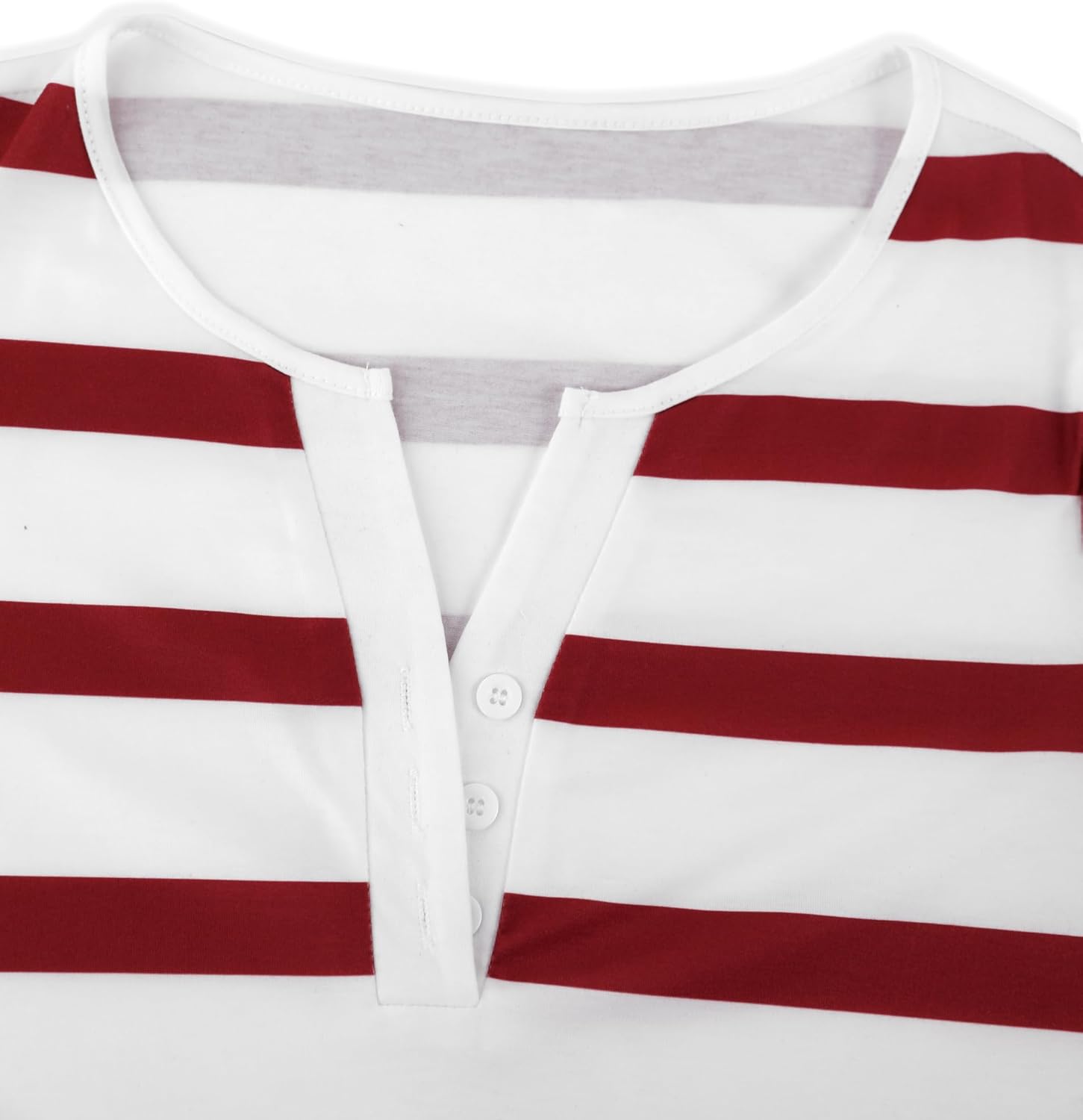 LilyCoco Striped Shirt Women Casual Button V Neck 3/4 Sleeve Tops - Image 3