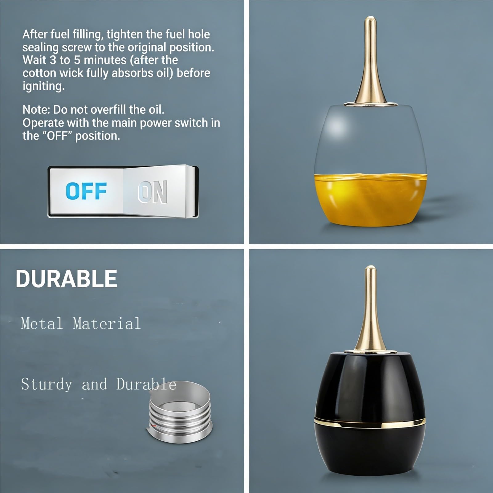 Encendedor de queroseno de escritorio, encendido permanente para hombres, idea de regalo única, recargable y portátil, ideal para camping, barbacoa, uso al aire libre, diseño duradero y elegante