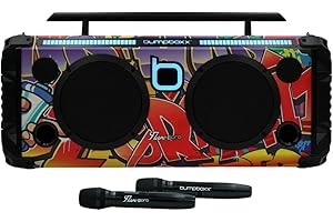 Bluetooth Portable Speaker Retro Boombox Soundbox With 2 Wireless Microphone Karaoke