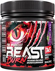 3VS Nutrition Pré-Workout Beast Burn 300g – Suplemento Pré-Treino Fórmula Única com Cafeína, Beta Alanina, L-Carnitina, Citrulina, Morosil® e Cúrcuma – 50 Doses 300gr Sabor Uva