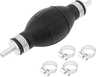 6mm 1/4inch Primer Bulb with 4 Hose Clamps, Fuel Supply Hand Pump Rubber Fuel Pump Transfer Vacuum Fuel Hand Primer Gasoline Petrol Diesel Pump for Marine Boat Accessories