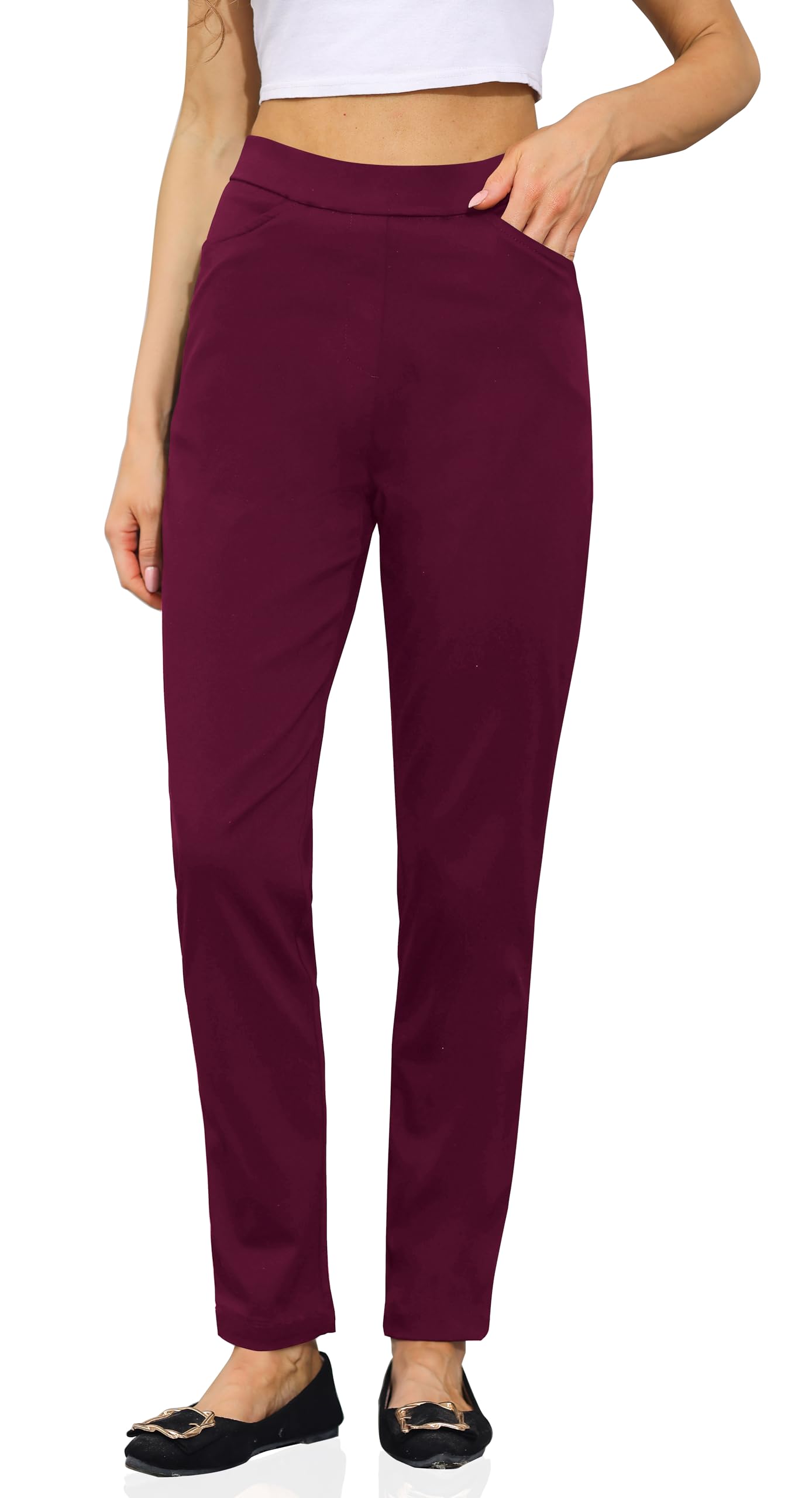 Soojun Womens Comfy Ultra Stretch Pull On Ankle Pant