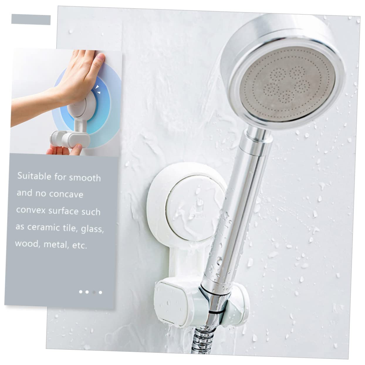 Angoily 4 Piezas Ducha Con Ventosa Soporte De Cabezal De Ducha Soporte De Pared Titular De La Varita De Ducha Alcachofa De La Ducha Soporte Para Teléfono Móvil El Plastico Familiar