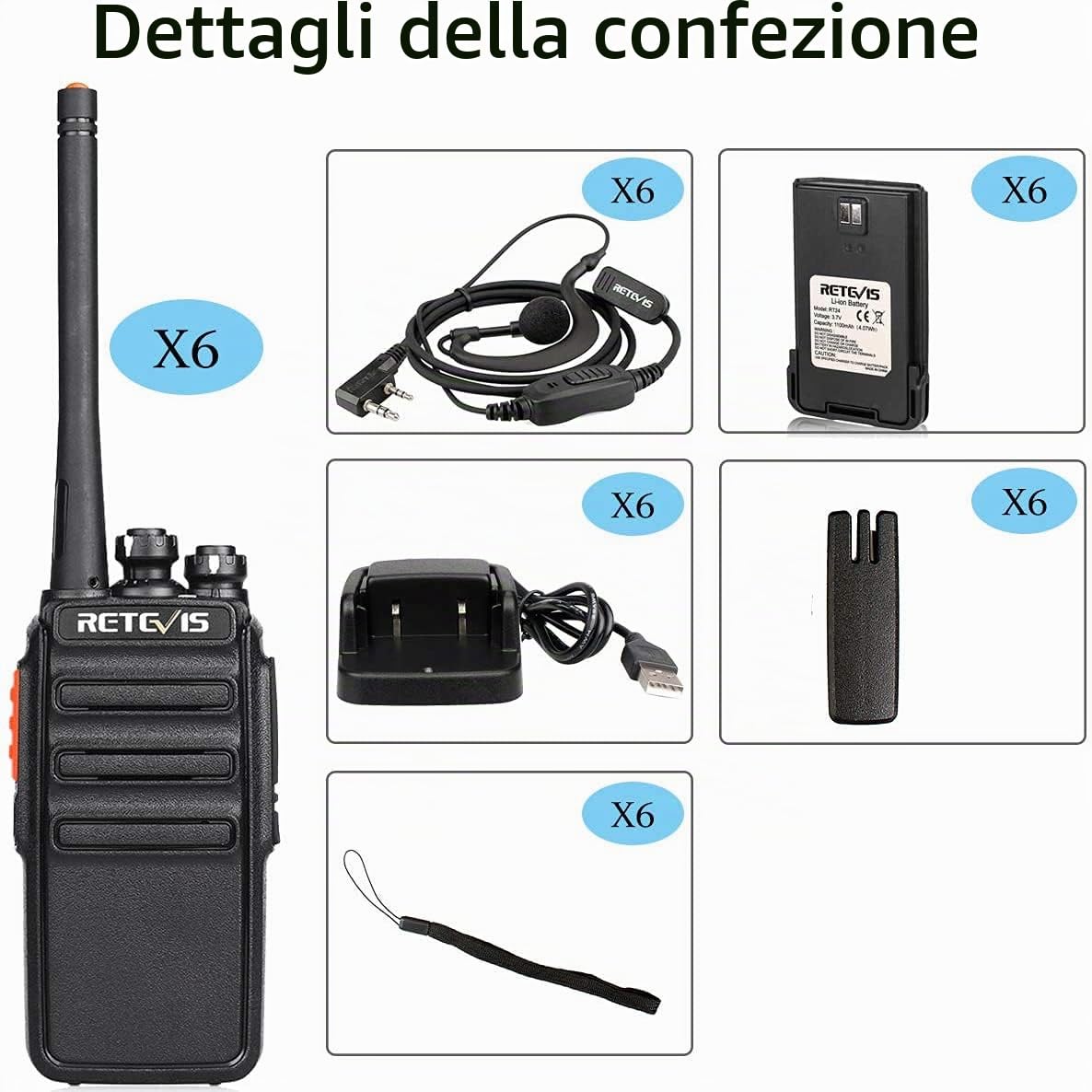 Retevis RT24 Plus Walkie-Talkie Professionali, Ricetrasmittenti PMR446 16 Canali CTCSS/DCS Ricetrasmittenti con Auricolare Walkie Talkie Ricaricabili con USB Base di Ricarica (Nero, 3 coppie)