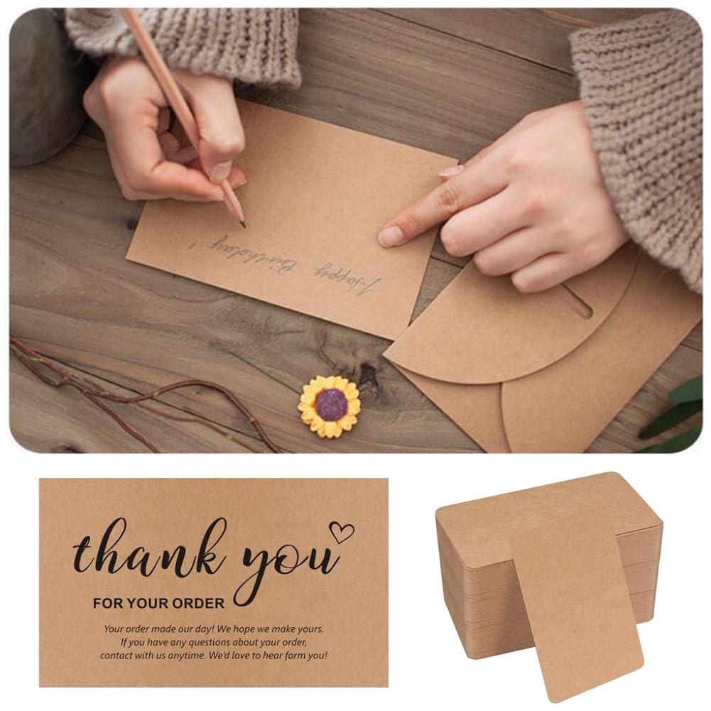 200 Etichette Per Bomboniere In Carta Kraft - Con Scritta 'Handmade With Love', Spago Incluso, 5x2 Cm - Foto 3