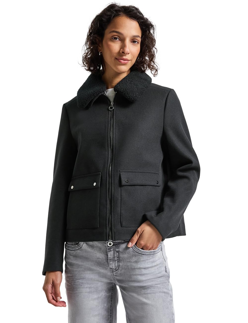 Street One Damen Jacke mit abnehmbarem Kragen
