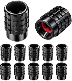 Aluminum Tire Stem Valve Caps Tire Air Cap with Rubber O-Ring Corrosion Resistant Leak-Proof Universal for Car Truck Motorcycle Bike Covers Tire Air Valve Caps 12 Pack (Black)