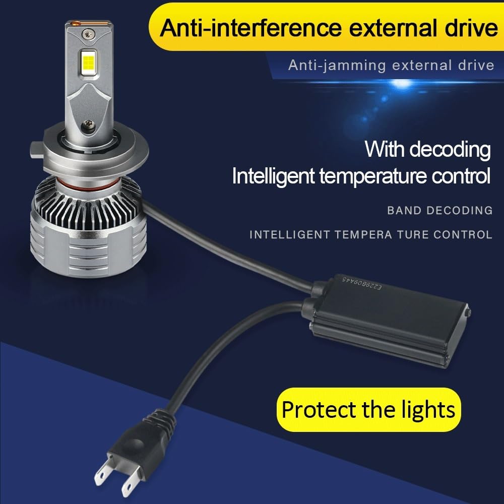 2 faros delanteros F13 de 20.000 lm, 100 W, H7 LED, H4, CANbus, CSP 3570, H1, H11, 9005, Hb3, Hb4, 9012, blanco puro, 6000 K, 12 V(9005/HB3)