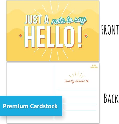 Miniatura 5 de T MARIE 50 postales de Hello Saludos surtidos a granel para niños, amigos, estudiantes, profesores y más Una nota para decir que te extraño,