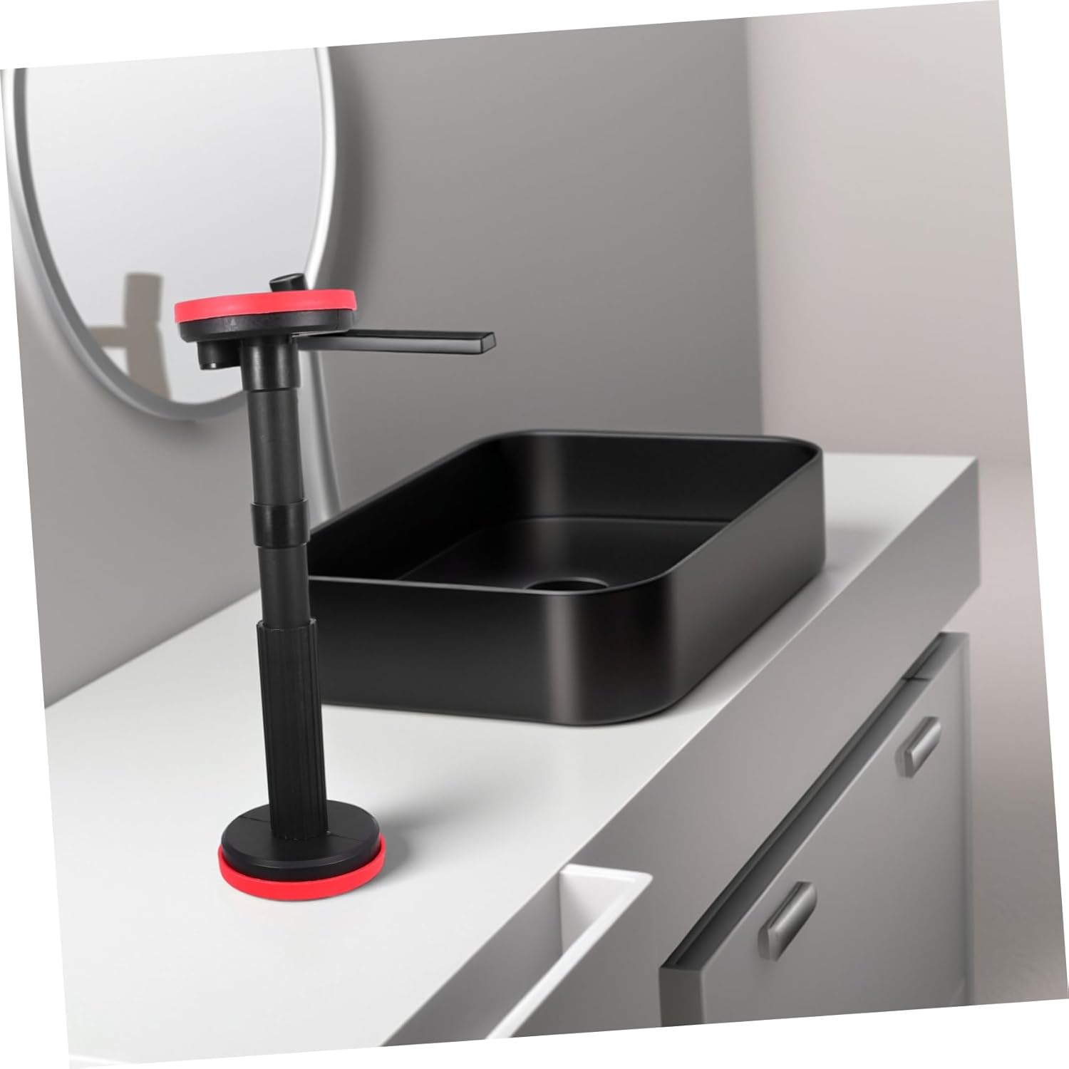 2pcs Adjustable Support Frame Telescopic Poles for Bathroom Sink Installation Black Nylon