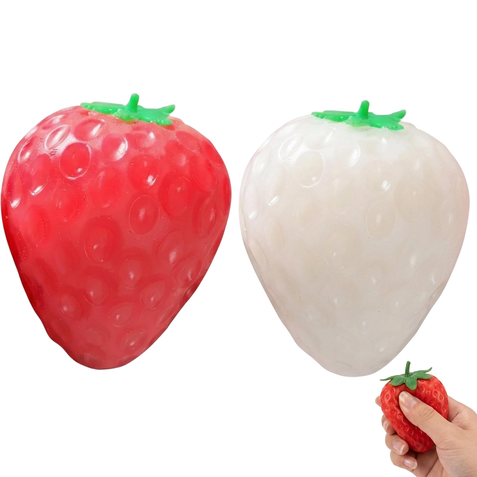 2 PCS Strawberry Squishy, Taba Squishy, Soft Tactile Strawberry for Desk Use, Travel Companion, Party Gifts, Two Pack Sensory Strawberry, Squishy Strawberry for Adults and Professionals