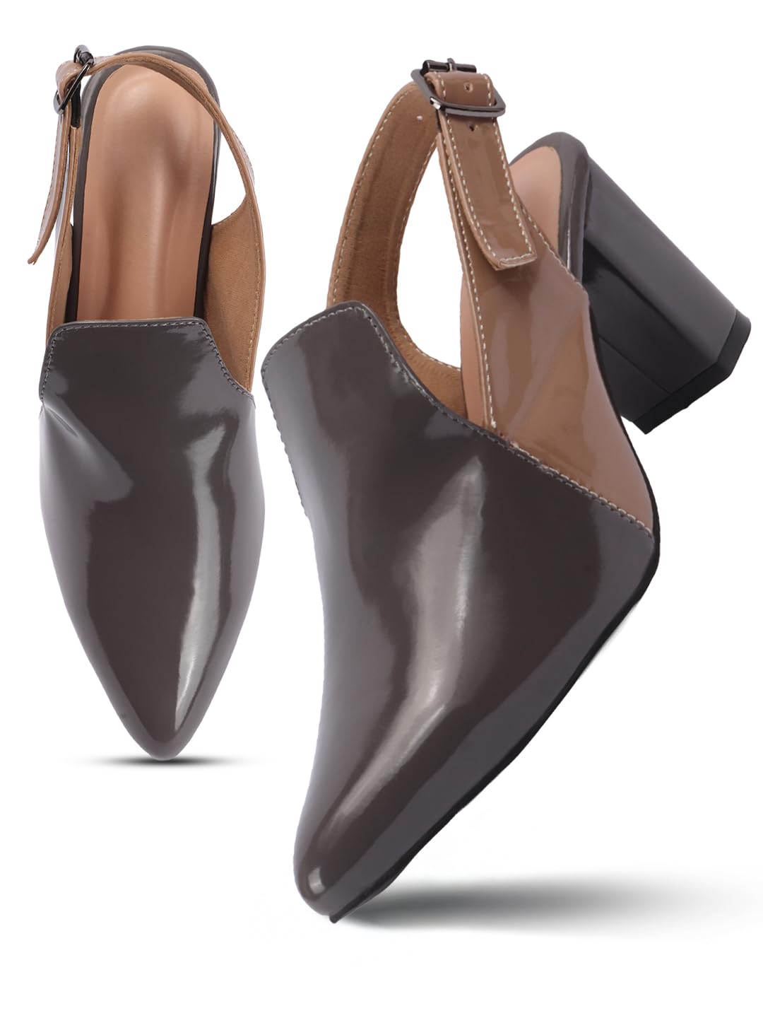 silverarrow womens Celoxa Women Pointed Toe Block Heel Pumps | Comfortable Slip-On Heels | Elegant Office Casual Footwear-picture-47