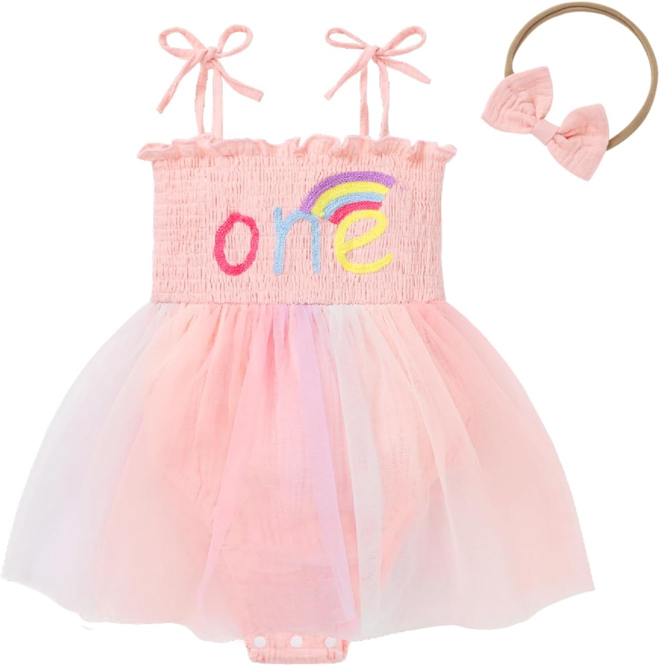 Baby Girl 1st Birthday Clothes One Year Old Girl Embroidery Tulle Dress Sleeveless Romper Bodysuit Cake Smash Outfit