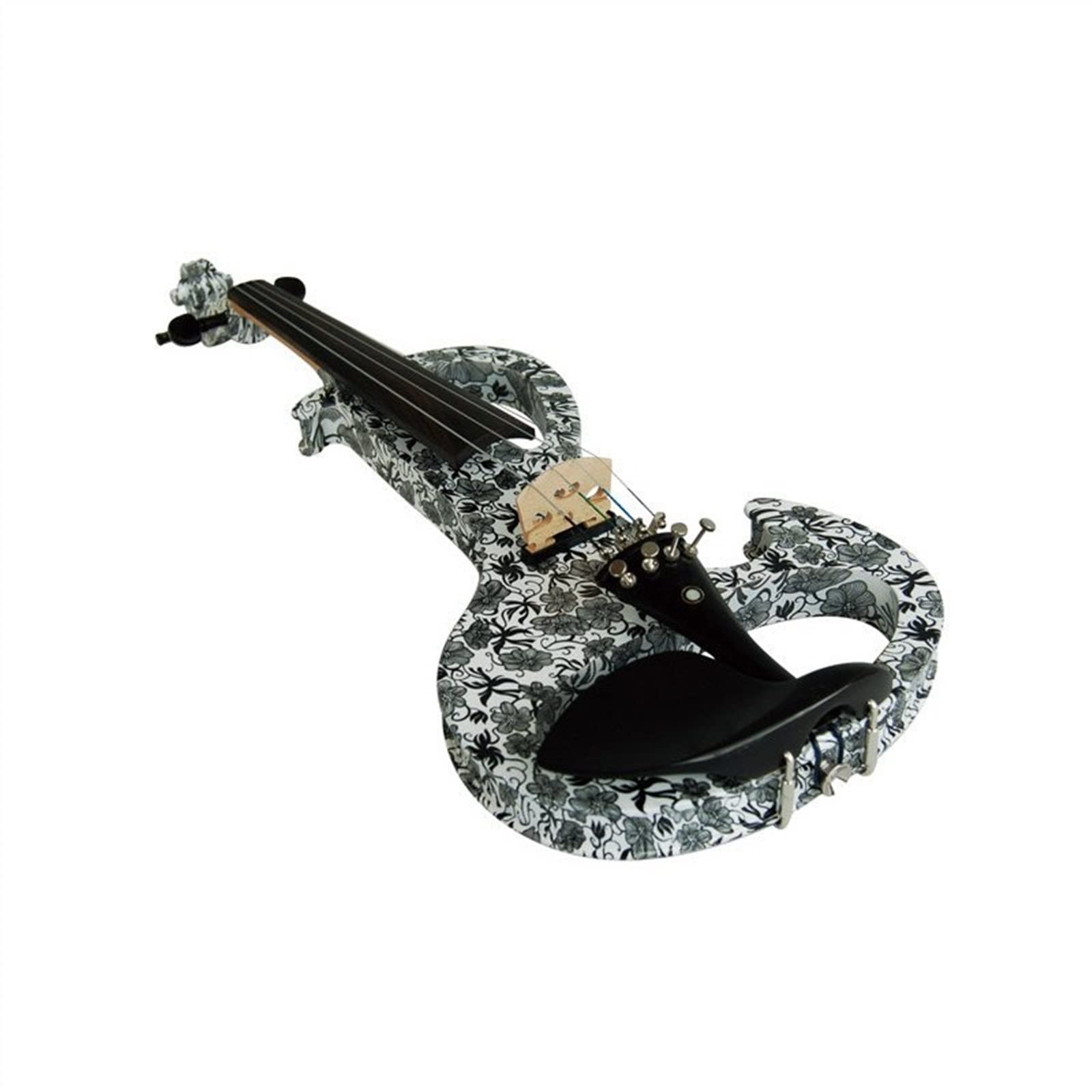 Violino Violino Elettrico Full Size 4/4 in Legno Massello Ebano Raccordi Violino Silenzioso con Custodia Arco Colofonia