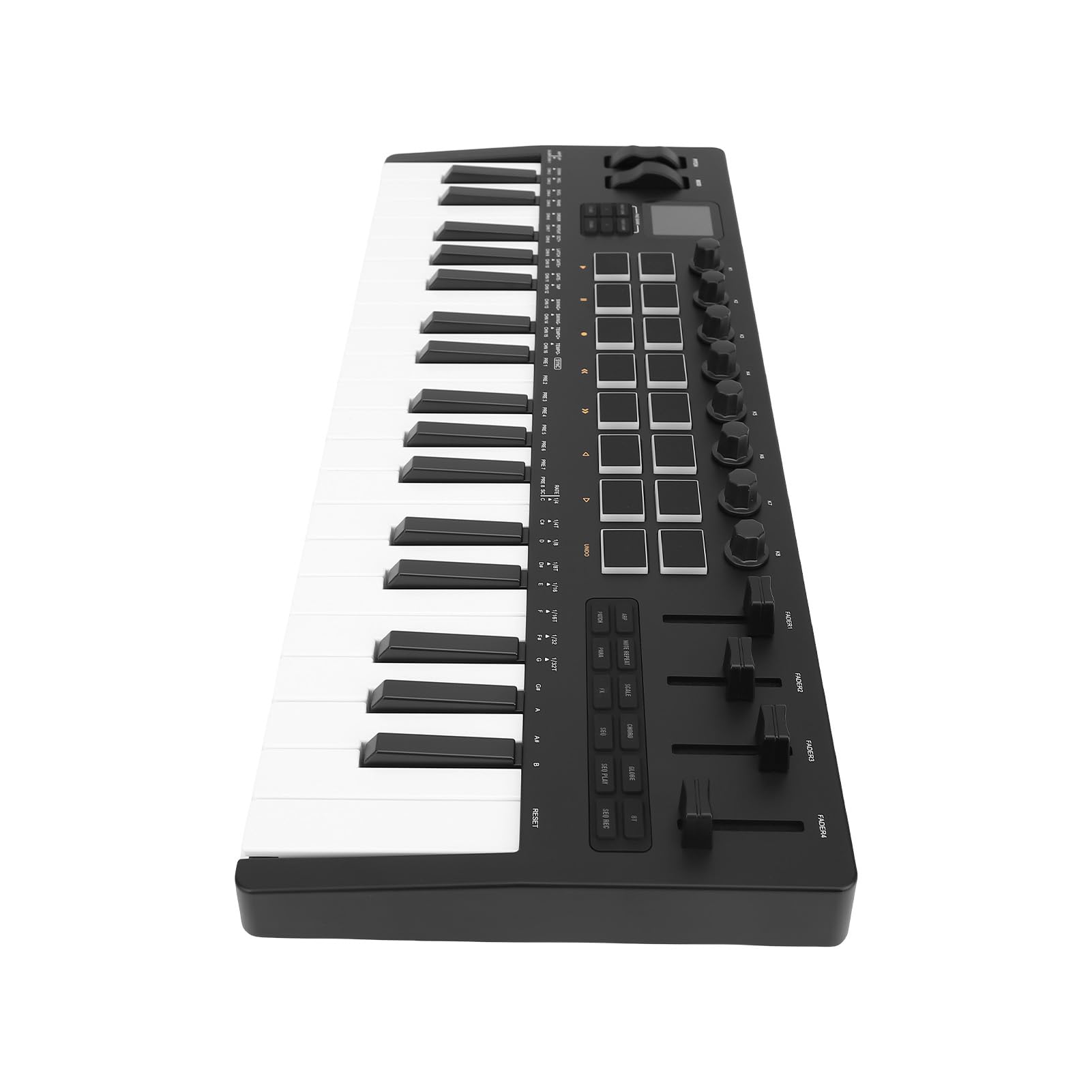 CHICIRIS Piano de Teclado, Controlador de Teclado MIDI de 37 Teclas con Pads de Batería, Conectividad USB, Producción Musical Portátil para Creadores