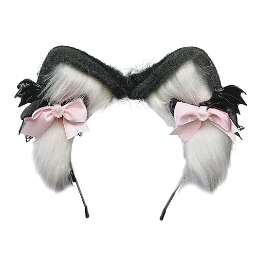 Ekwikzz Cat Cosplay Ears Cat Ears Headbands Clips Accessories Punk Gothic Cross NEW01-ALL - Pi Bow Love Wh Gem Bw