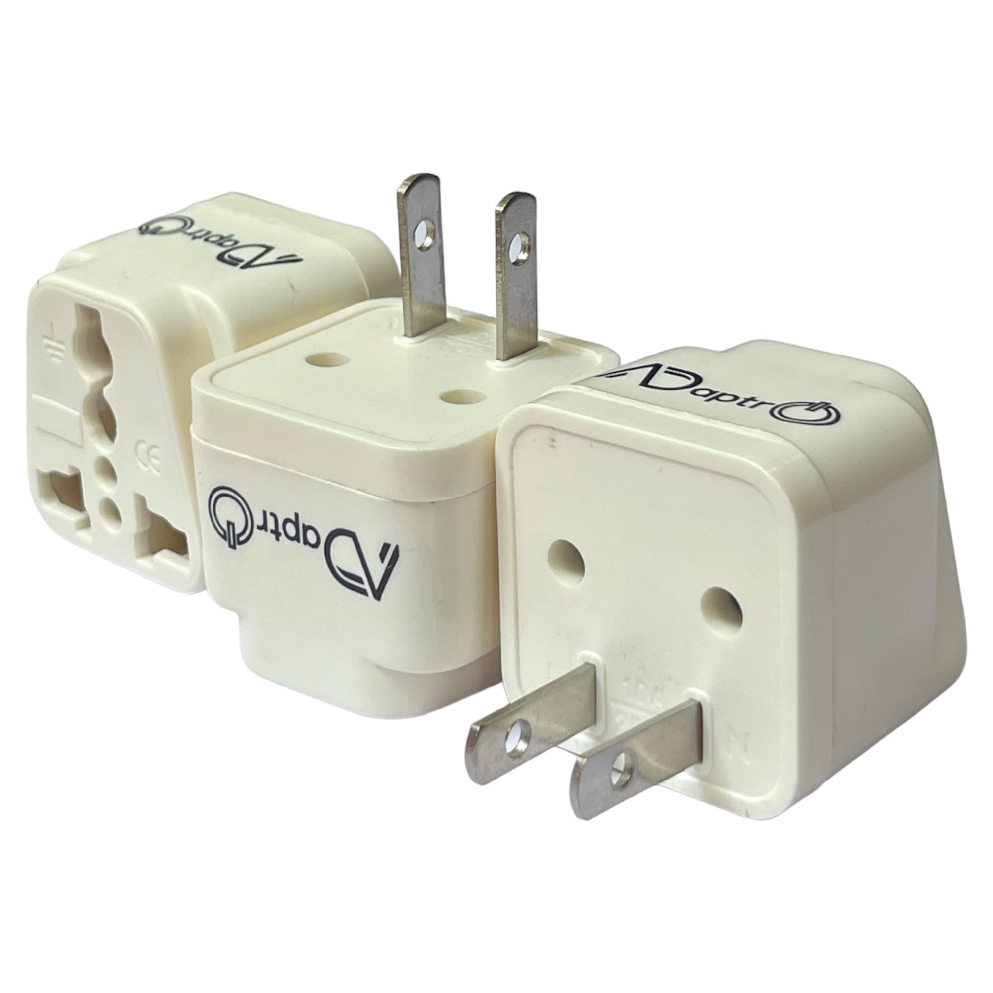 Adaptro India to USA, Japan, Canada, Plug Converter for Travel US, Philippines, Mexico, Brazil, Cuba, Thailand, Taiwan, Panama etc. Type A Universal Adapter (Pack of 3) White