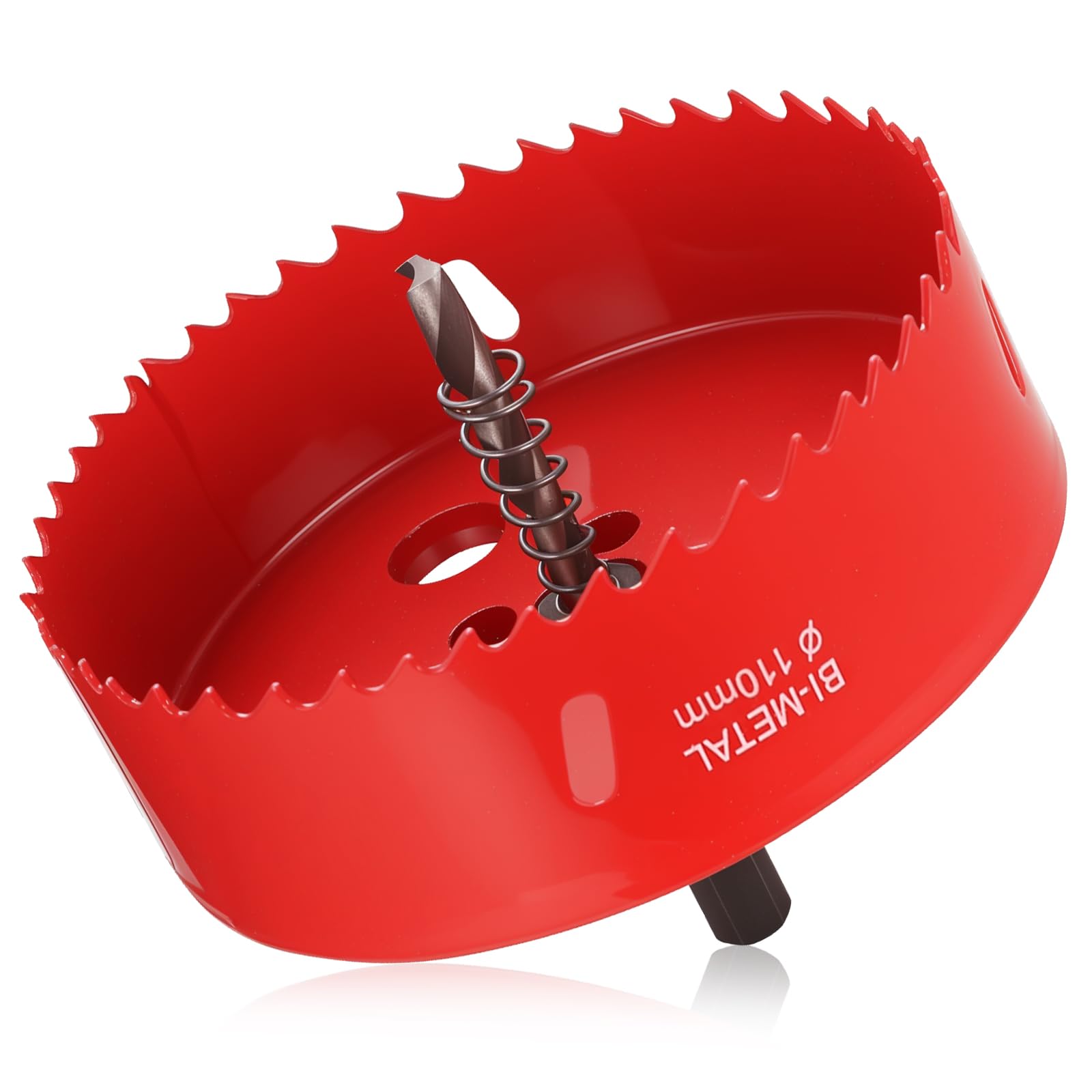 RunXinDa110mm Bi-Metal Hole Saw – M42 HSS Heavy Duty Core Drill Bit with Hex Shank & Pilot Drill for Wood, Plastic, Drywall, Sheet Metal & Thin Steel (1pcs-110mm)