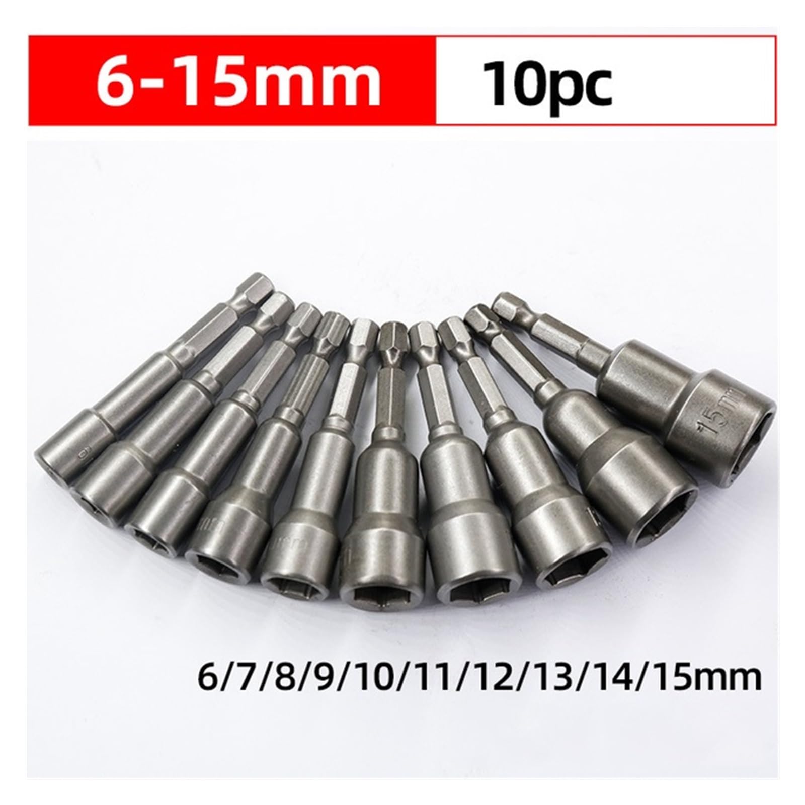 6mm-19mm Impact Socket Cacciavite a dado magnetico 1/4 Set di chiavi esagonali Adattatore for punte da trapano for trapani elettrici Kit prese a percussione