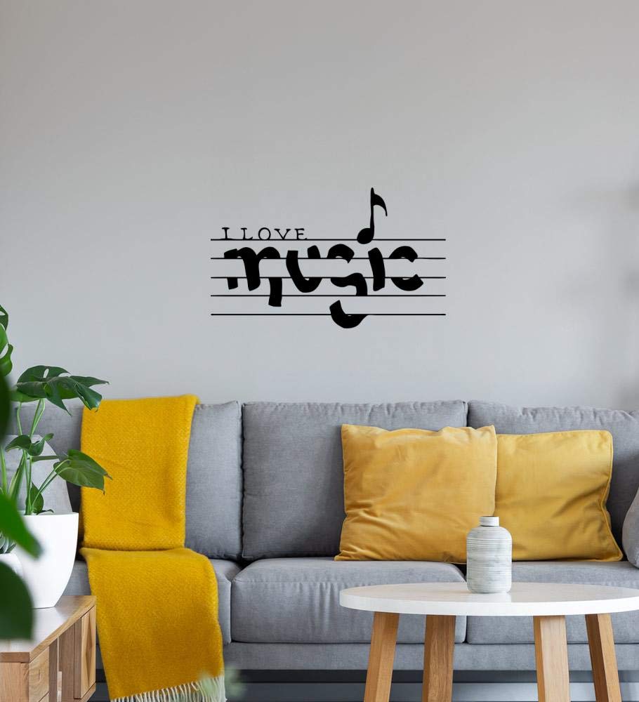 Adesivo da parete "I Love music", 70 x 42 cm - shirt84.de