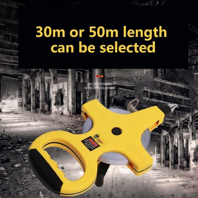 Cinta métrica， Cinta métrica Larga 30M 50M Cinta métrica de plástico de Carrete Abierto portátil Cinta métrica de ingeniería for Herramienta de medición de Pista e ingeniería(50M)