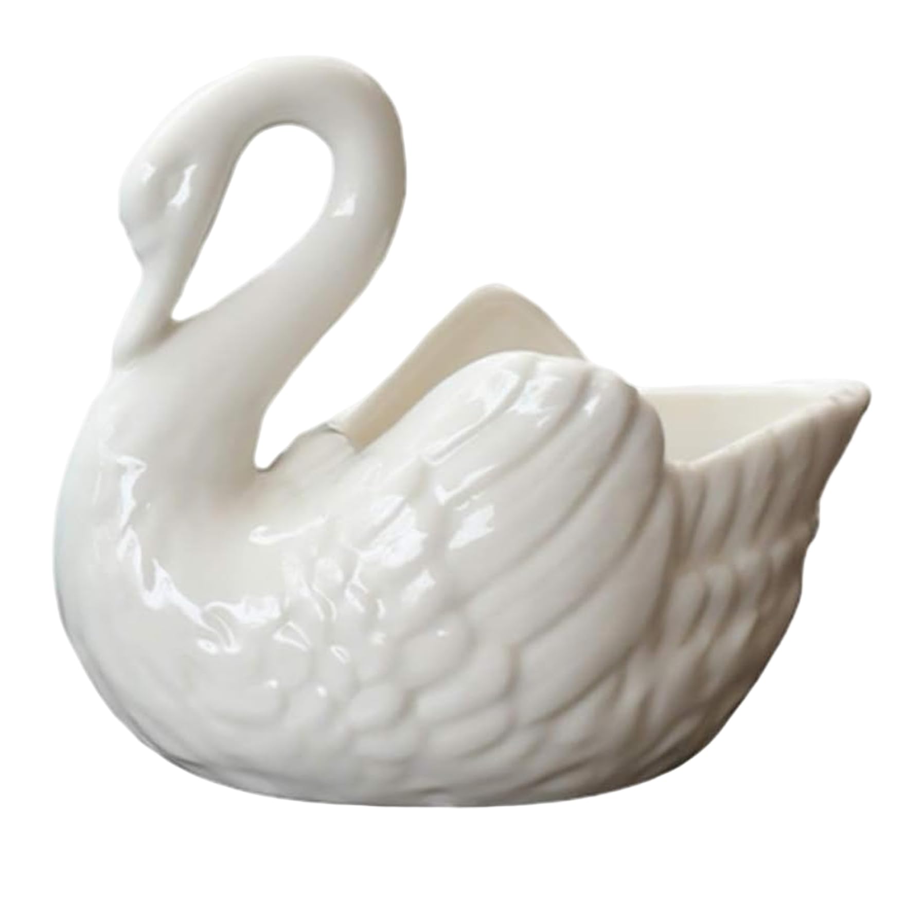 Aetherize Swan Flower Pot, Ceramic Swan Planter with Drainage Hole for Succulents, Decorative Indoor & Outdoor Desktop Flowerpot Home Decor, White
