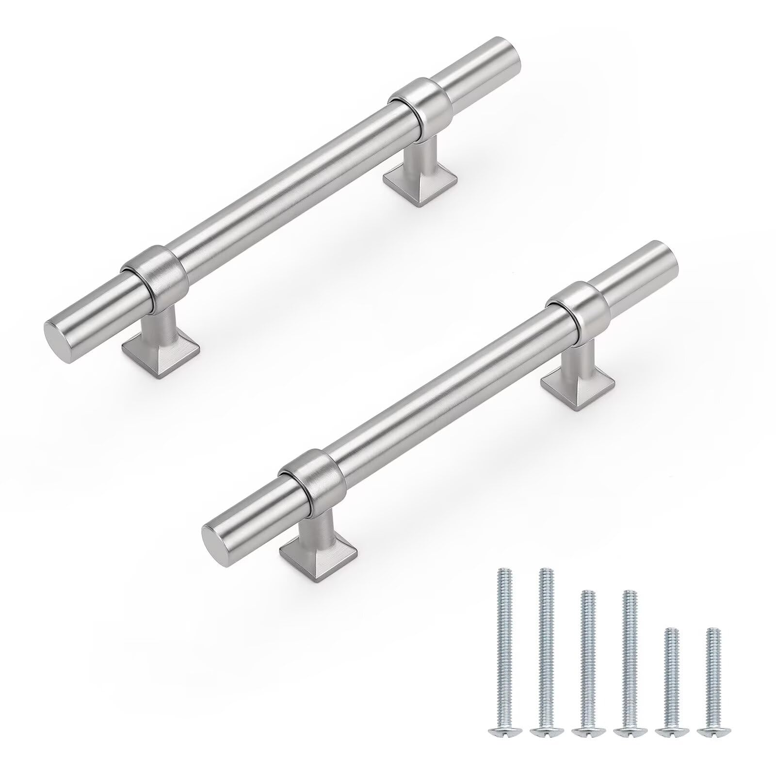 knobelite 30Pack Hole Centers 3.5 inch Brushed Nickel Cabinet Handles Stainless Steel Kitchen Cabinet Pulls T Bar Hardware Pull Handle for Cabinets