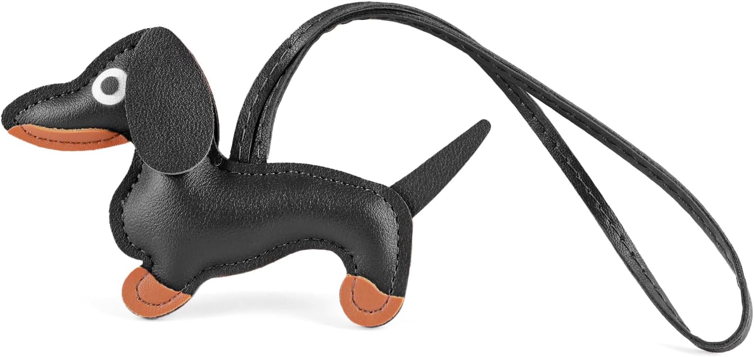 Dackel-Schlüsselanhänger,Schlüsselanhänger Hund,Dackel Anhänger,Leder Glücksbringer Dackel Keychain,Leder Tierisch Schlüsselanhänger,Dackel Geschenke für Lieblingsmensch Frauen Männer