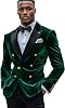 Mens Velvet Blazer Double Breasted Overcoat Notch Lapel Dinner Suit Jacket Coat for Prom Wedding Party Dinner
