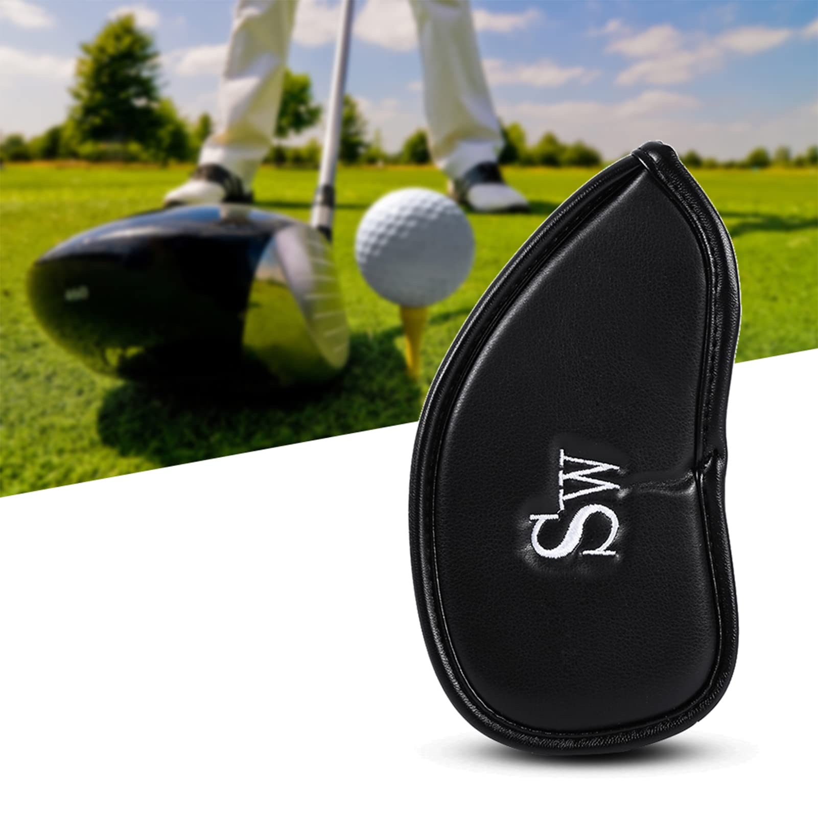 Golfschlägerkopfhüllen aus PU-Leder | Schwarze Golfschlägerkopfhüllen aus 12 Stück PU-Leder for Eisenschläger