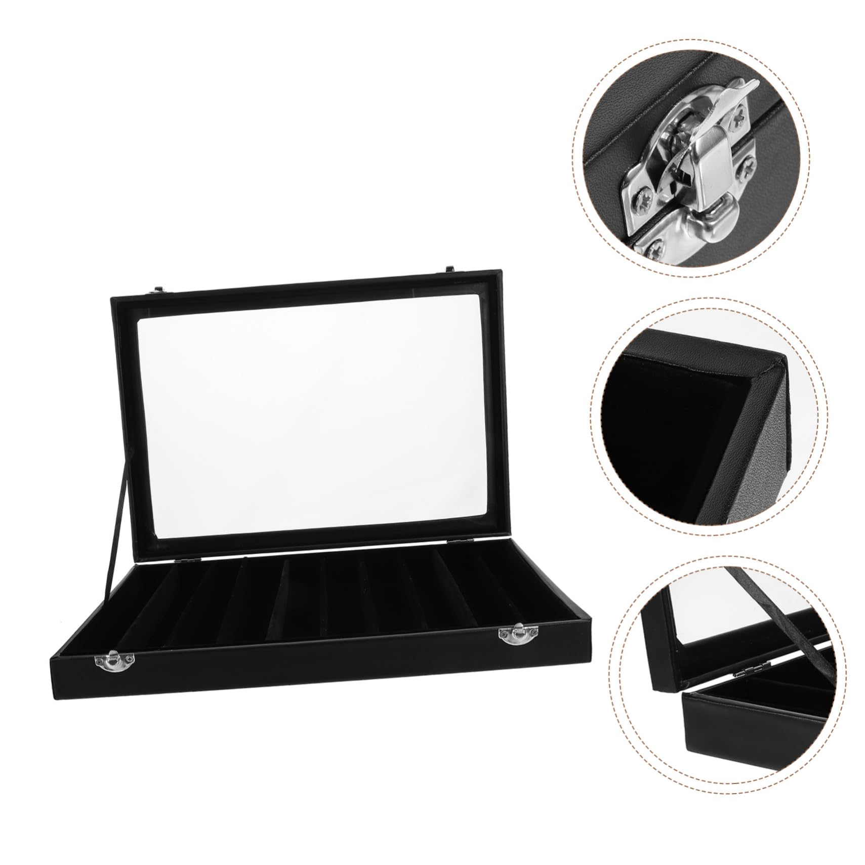 Vaguelly Schmuckkästchen mit Transparentem Deckel 10 Fächer Leichter Schwarzer Acryl Halsketten Organizer für Reise und Schmucksammlung Schminktisch