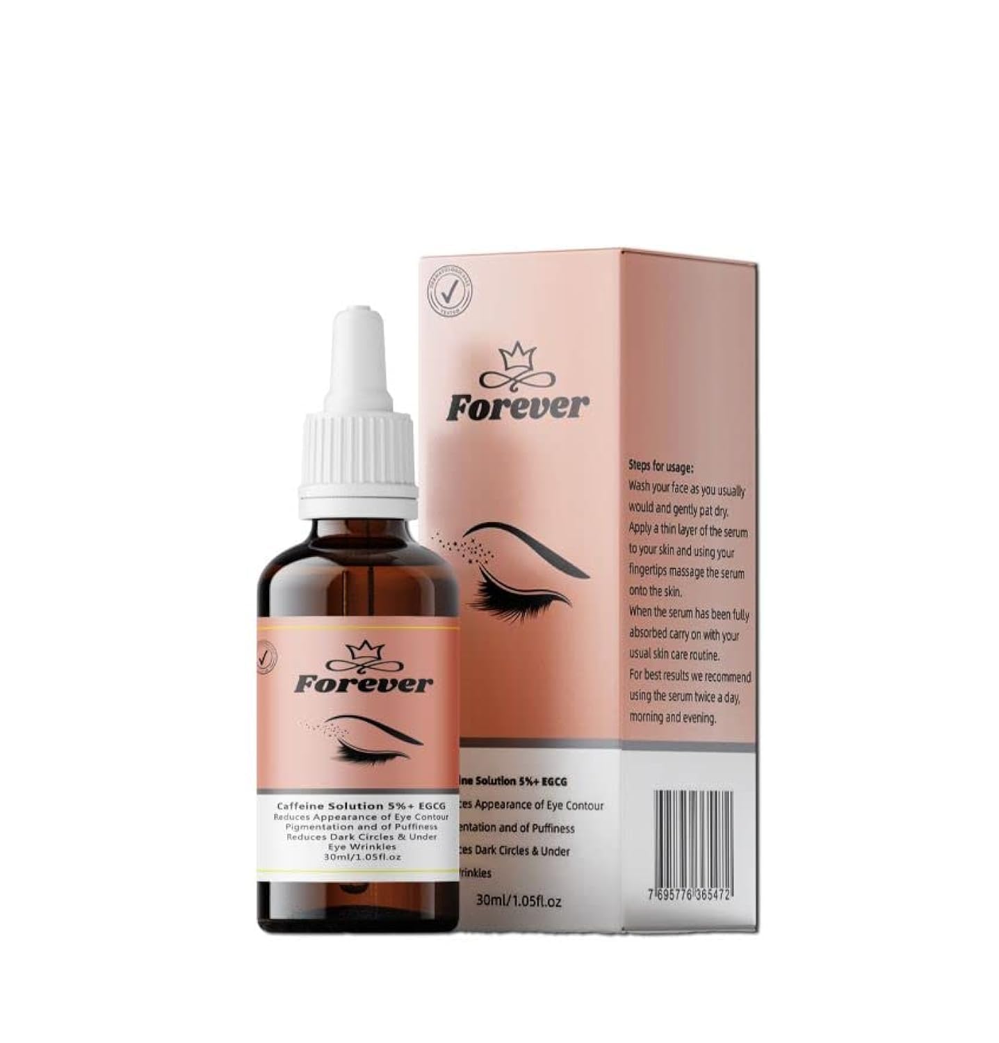 Lovisah FOREVER CAFFEINE SOLUTION 5% + EGCG Under Eye Serum for Dark Circles, Eye Wrinkles and Puffiness Delicate Skin Under Eye Area with Hyaluronic acid, Niacinamide and Rosemary | 30 ML