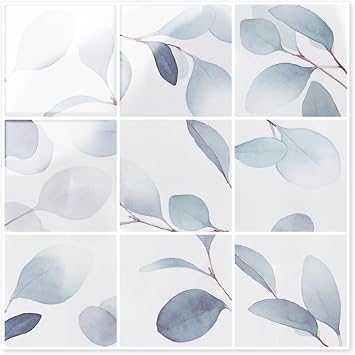 Peel & Stick Tile Stickers Waterproof Self-Adhesive Backsplash Stickers for Kitchen Bathroom Decor 10 Pack 11.8x11.8 Grey Blue