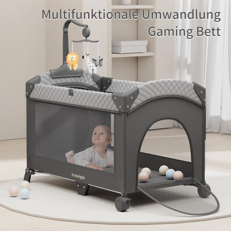 Draagbaar waterdicht reisbedje, opvouwbaar reisbed met matras, babyreiswieg voor baby's, kinderen en peuters, wasbaar laken inbegrepen, voor kamperen en reizen