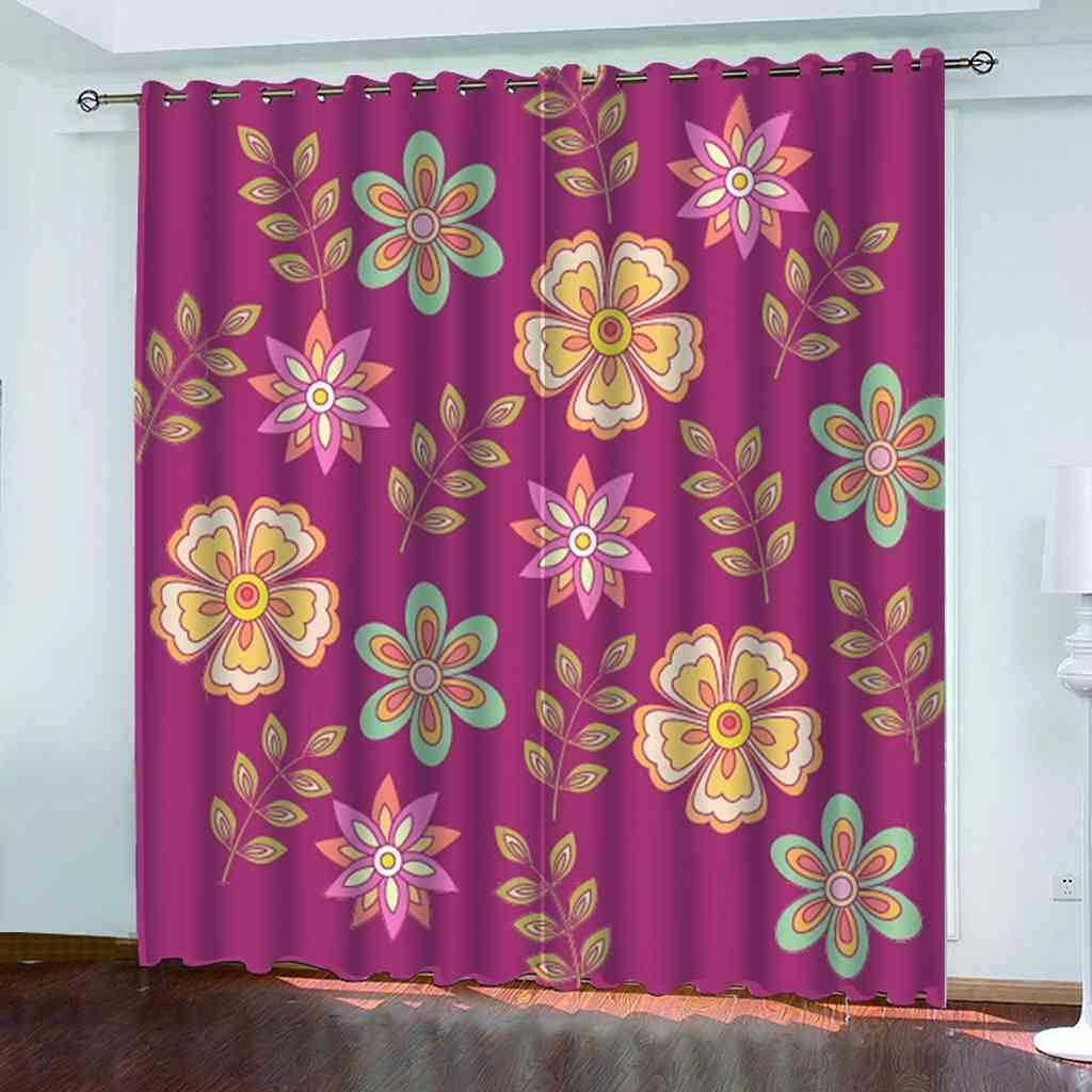 Rideau occultant enfant 200x160 cm avec motifs d'art floral abstrait