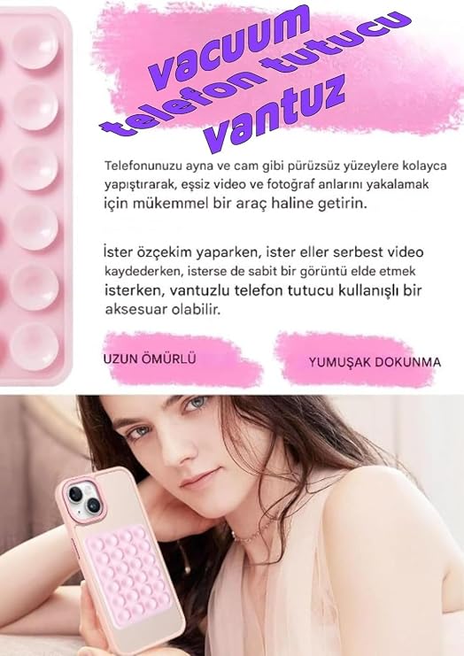 GGM GİYİM & AKSESUAR Vakumlu Silikon Telefon Tutucu – Güçlü Vantuzlu Ayna & Duş Telefon Standı, TikTok Video Çekim Aparatı, Suya Dayanıklı, Kaymaz, Tüm Telefonlarla Uyumlu (Beyaz)