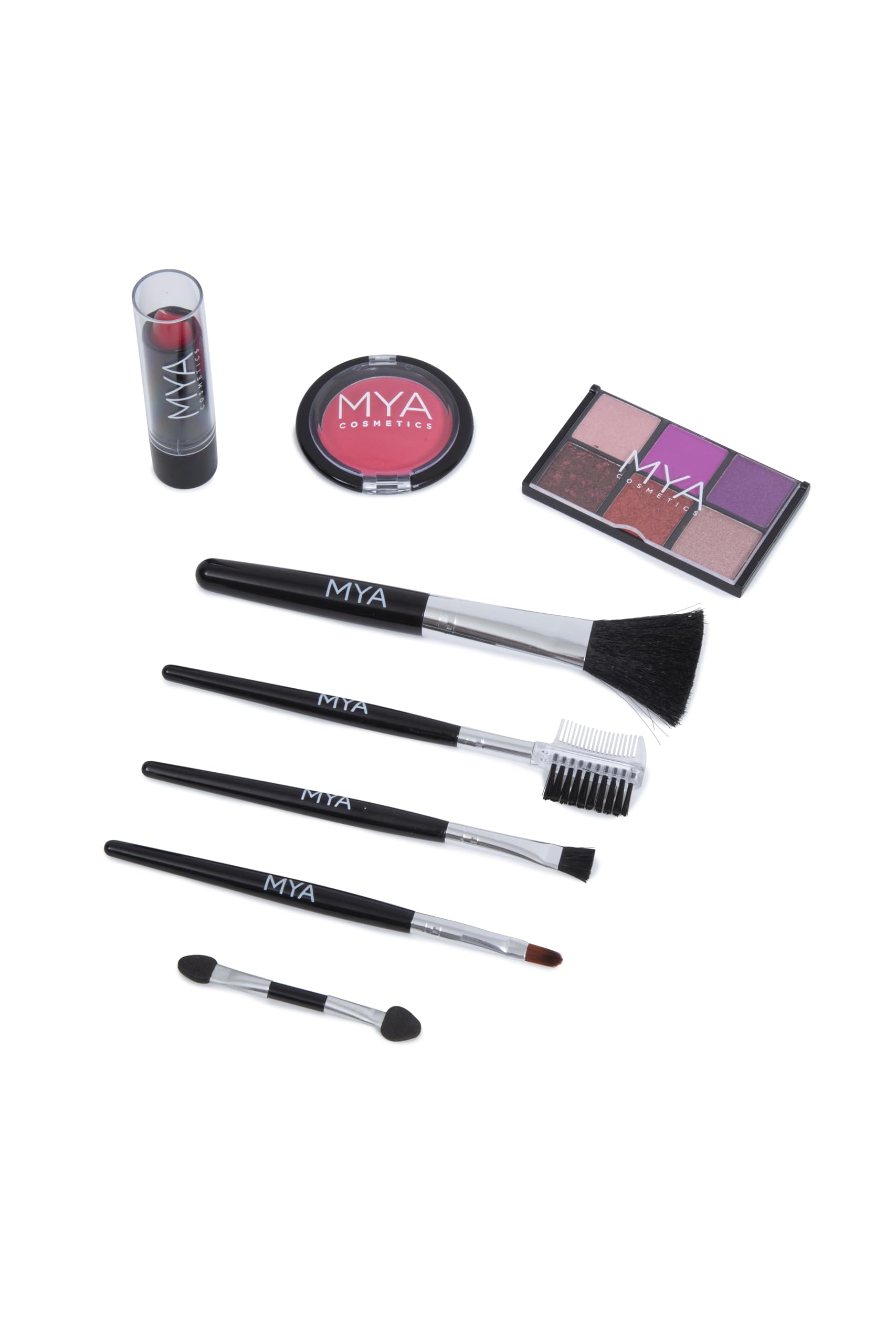 MYA Cosmetics - Mya Bon Voyage | Make-up-Set | Komplettes Etui mit Lidschatten, Rouge, Gloss und professionellen Pinseln (Rosa)