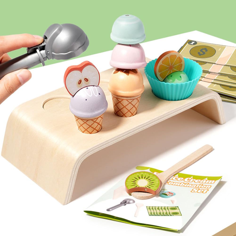 Set da Gioco con bancone per Gelati in Legno, Gioco di Ruolo Negozio di Dolci