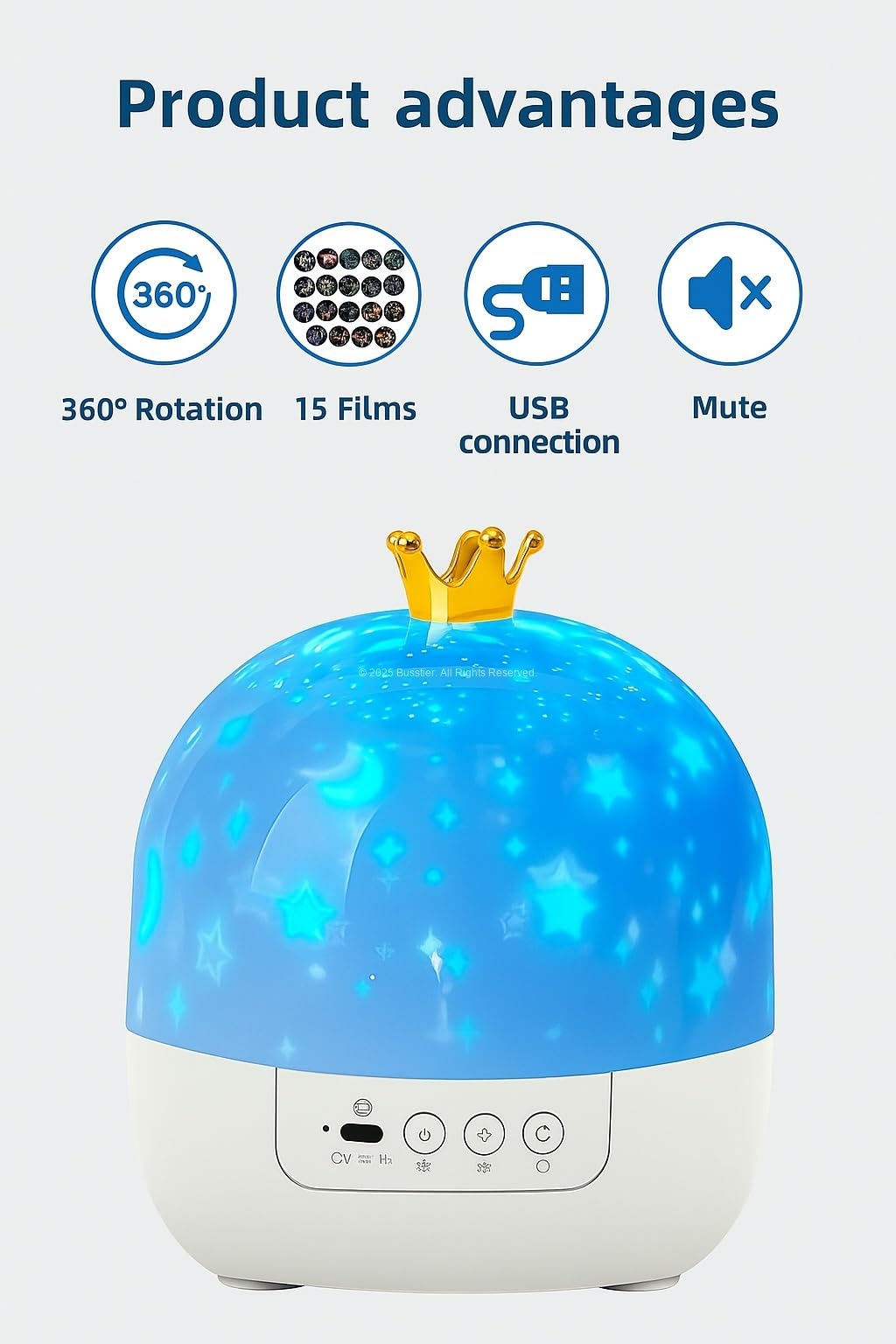 Busstier Çocuklar İçin Yıldız Gece Lambası Projektör, 360° Döner, Galaxy Yıldızlı Gökyüzü Projektörü, 15 Farklı Film Seçeneği, Yatak Odası ve Ev Dekorasyon Lambası, USB ile Çalışma