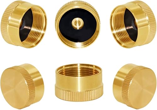 Joywayus 6 tapas de botella de propano de latón macizo universal para todos los cilindros de tanque de gas de 1 libra sellados tapas de protección
