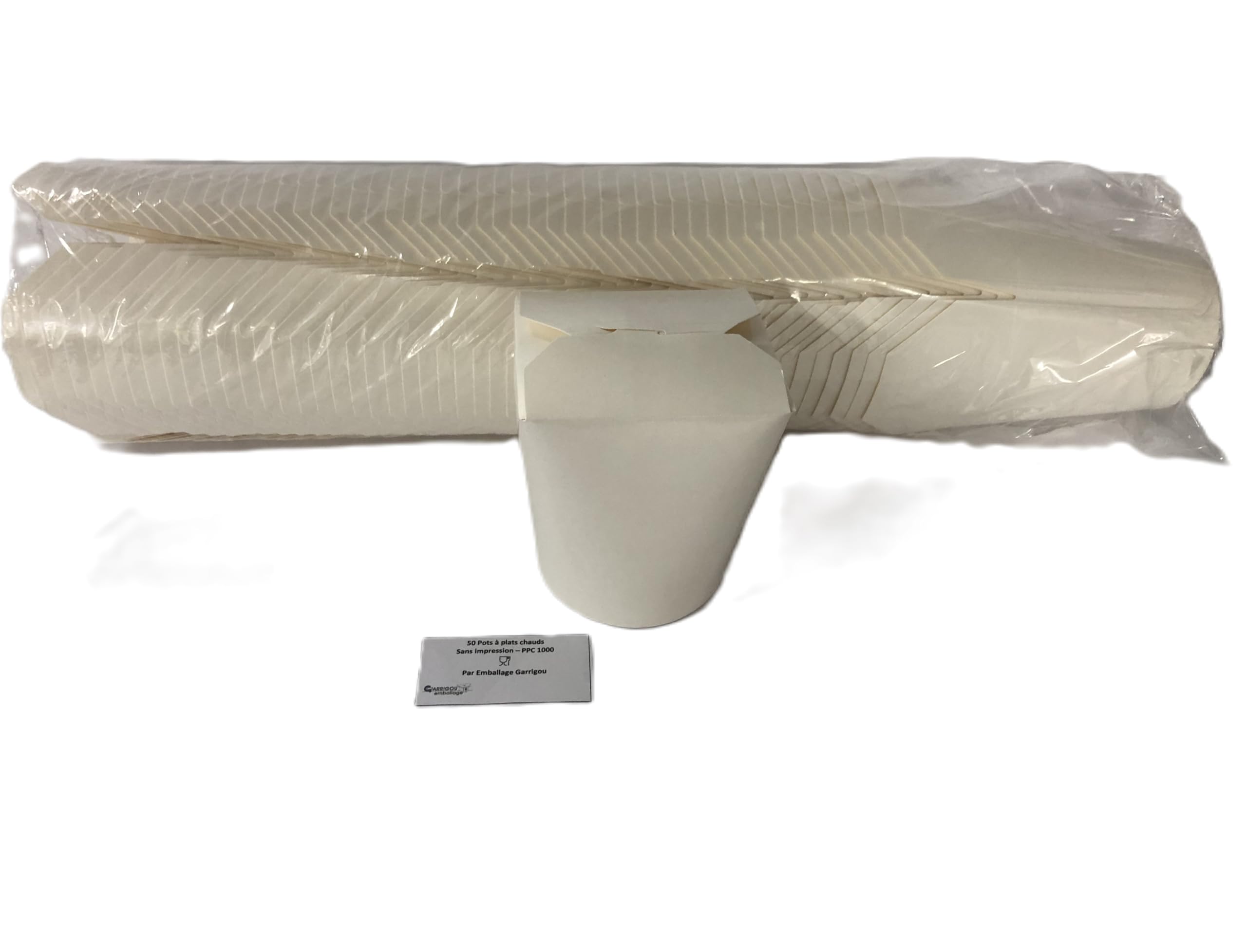 jem Emballage garrigou - Lot 50 Boites Carton Blanc Pasta Box Nouilles Pâtes Plats Cuisinés Plats Asiatiques et Orientaux Vente à Emporter (780 ML)